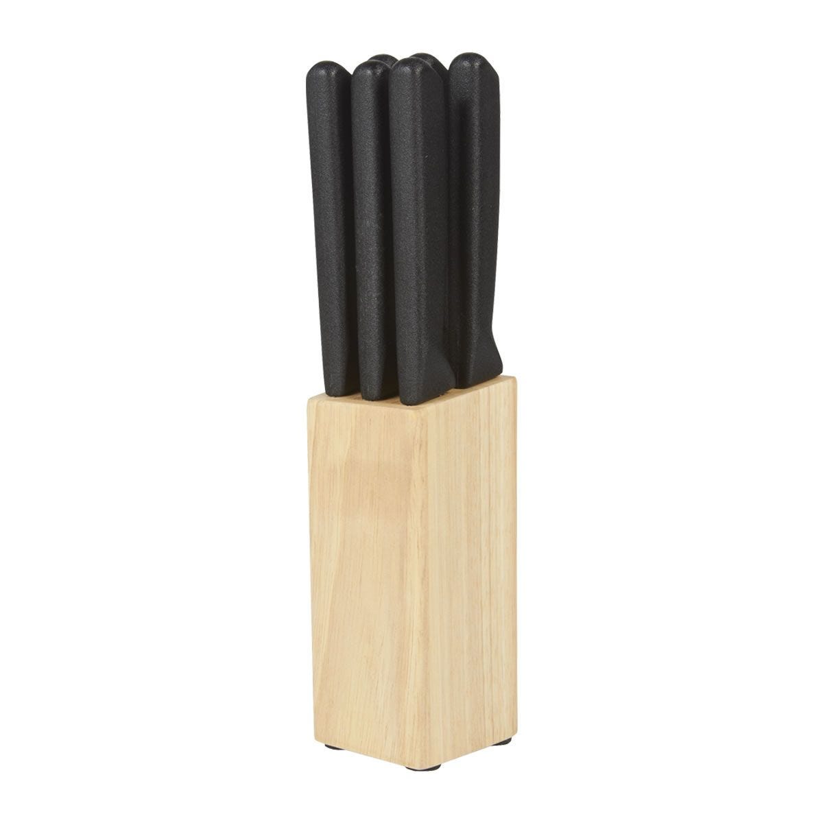CC302 - Set de Cuchillos Corvi de Acero y Plástico con Base de Madera